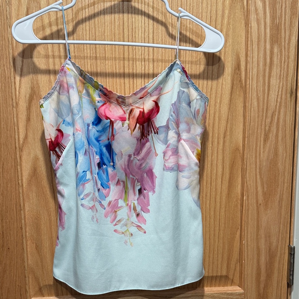 Ted Baker London Pastel Floral Watercolor Camisole - Blue, Pink, Red